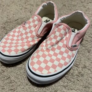 Vans Kids Pink and White Slip-On Sneakers